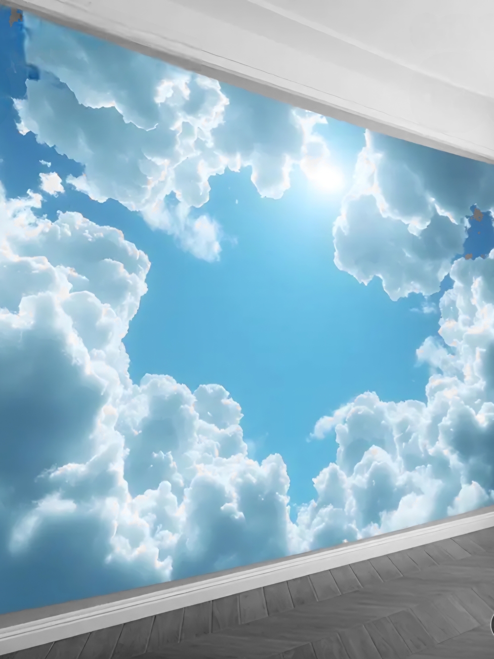Sky Cloud Wall Mural/ Tapestry - Blue Cloudscape 51x 59 In